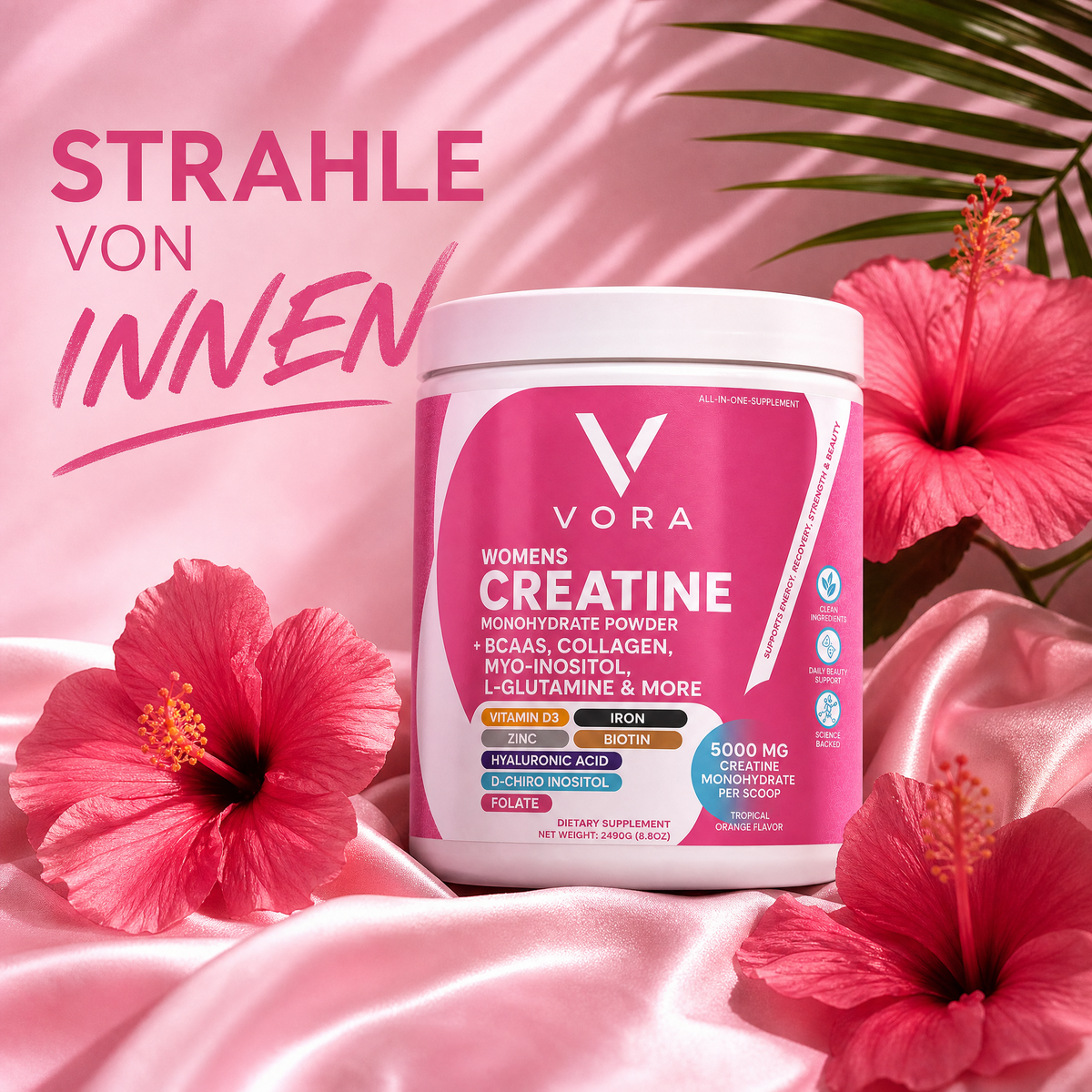 VORA Womens Creatine Dose Tropical Orange – Lifestyle Aufnahme